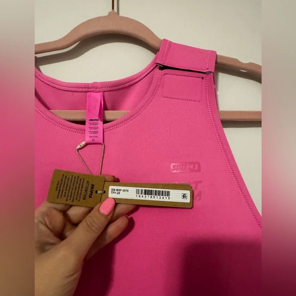 SKIMS Neon Pink Sleeveless Swim Coverup Wetsuit